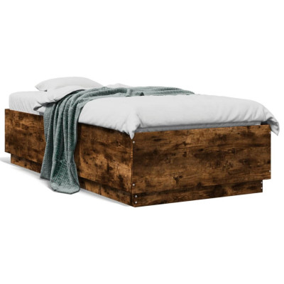 vidaXL Cadru de pat, stejar fumuriu, 90x190 cm, lemn prelucrat foto