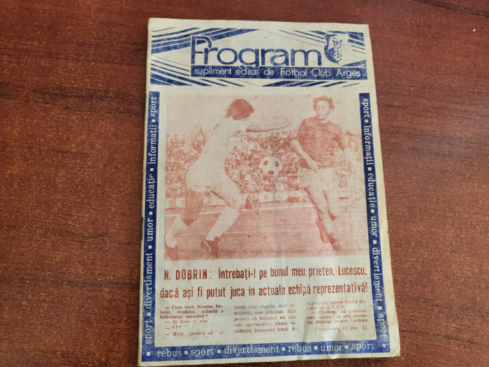 Program supliment editat de Fotbal Club Arges ( 1984)