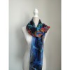 Esarfa dama albastra Lara 106, 80x180cm, viscoza poliester, transparenta, imprimata, Made in Italy, toate sezoanele