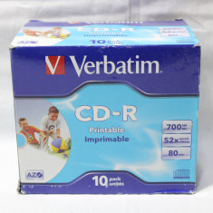 Lot 10 bucati CD-R 700 MB 80 min 52X Verbatim imprimabile in carcase sigilate