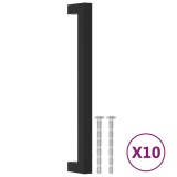 Cumpara ieftin Manere de dulap, 10 buc., negru, 192 mm, otel inoxidabil