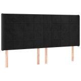 Cumpara ieftin Tablie de pat cu aripioare, negru, 163x16x118/128 cm, catifea