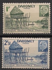 Colonii, Dahomey, 2 serii, 1941-44, locuinte bastinasi, supratipar, 2 poze, MNH
