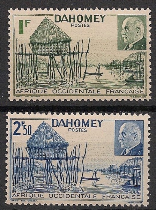Colonii, Dahomey, 2 serii, 1941-44, locuinte bastinasi, supratipar, 2 poze, MNH