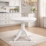 Masa living si bucatarie rotunda Montreal, cadru lemn masiv, MDF vopsit, 4 persoane, 90x73.8 cm, Alb