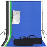 VidaXL Kit studio foto cu lumină softbox și fundal