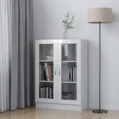 vidaXL Dulap vitrina, alb extralucios 82,5x30,5x115 cm lemn prelucrat foto