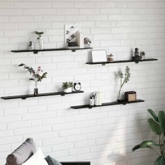 vidaXL Raft pentru cărți 4 pcs Negru 100 x 10 x 1.5 cm Lemn compozit