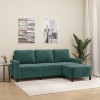 VidaXL Canapea cu 3 locuri și taburet, verde &icirc;nchis, 180 cm, catifea