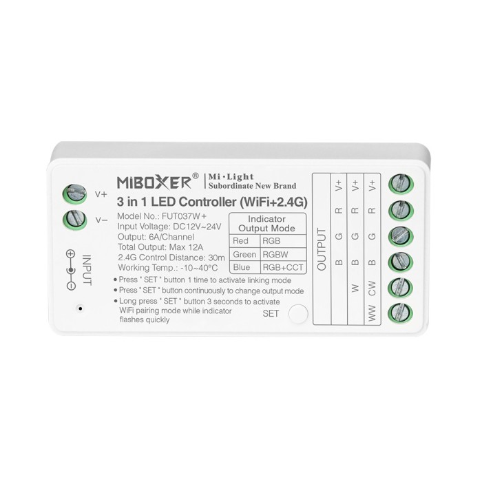 Controler de zona cu LED Mi-Light MiBoxer Group Control 3 in 1 Tuya Wi-fi DIM+RGB RGBW RGB+CCT FUT037W+