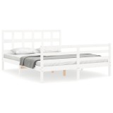 Cumpara ieftin Cadru de pat cu tablie, alb, 160x200 cm, lemn masiv