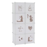 Cumpara ieftin Dulap modular pentru camera copii metal plastic alb maro Kirby 75x37x147 cm