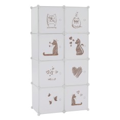 Dulap modular pentru camera copii metal plastic alb maro Kirby 75x37x147 cm