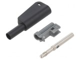Conector Banană Negru 4mm 1kV 19A cu Izolație și Soclu Axial