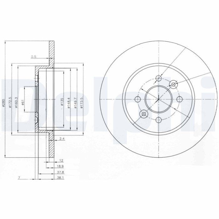 DELPHI BG3992 Disc frana