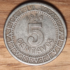 Mexic - moneda de colectie raruta - 5 centavos 1914 - stare f buna