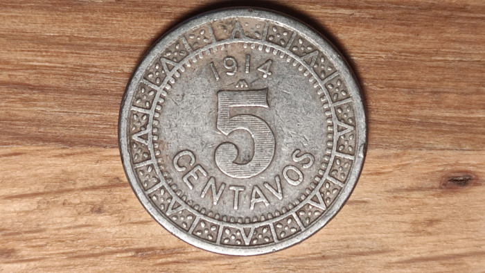 Mexic - moneda de colectie raruta - 5 centavos 1914 - stare f buna