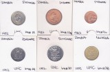 Moneda Zambia 1, 2, 5, 25, 50 Ngwee, 1 Kwacha 1972-92 - UNC ( set x6 in holder - vezi descriere )