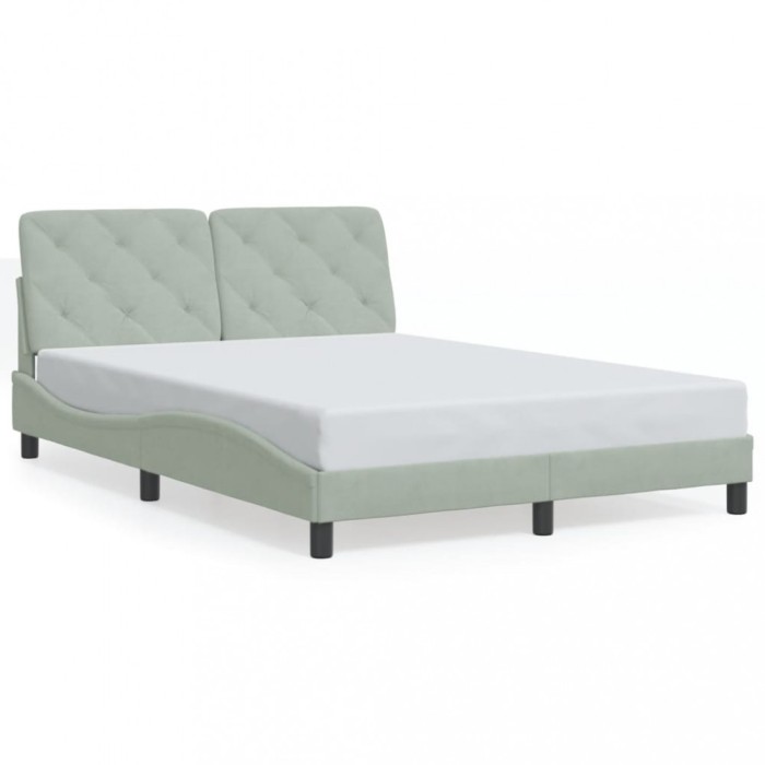 Gossi cadru de pat cu lumini led, gri deschis, 140x200 cm, catifea