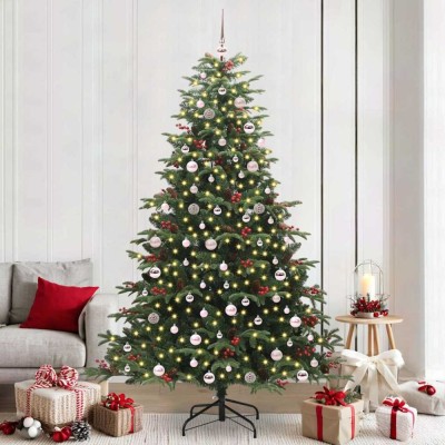 vidaXL Brad de Crăciun artificial Verde 240 cm PVC și metal și plastic 3395570 foto