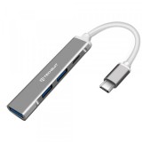 Hub USB-C Techsuit H18 PolarisBridge, 4in1, Gri Alb
