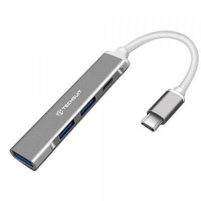 Hub USB-C Techsuit H18 PolarisBridge, 4in1, Gri Alb foto