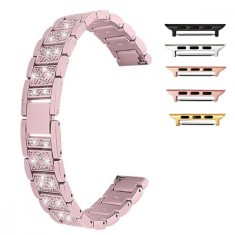 Curea otel, compatibila Apple Watch 9|8|7|6|5|4|3|2|1 Series, 41mm|40mm|38mm, Pink Rose Diaomond