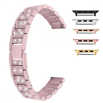 Curea otel, compatibila Apple Watch 9|8|7|6|5|4|3|2|1 Series, 41mm|40mm|38mm, Pink Rose Diaomond foto