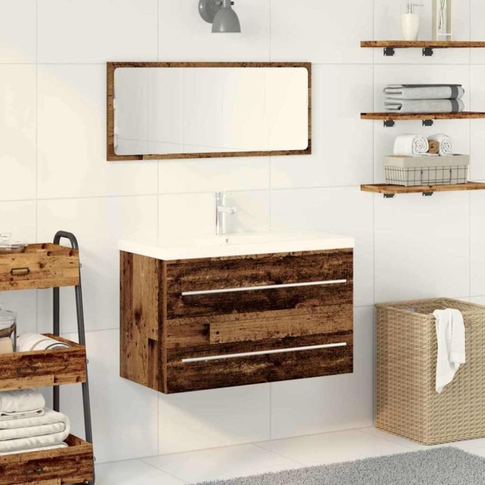 vidaXL Dulap pentru Chiuveta de Baie Lemn vechi 80 x 38.5 x 48 cm 3333132
