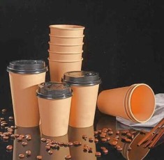 Pahar de unica folosinta carton natur - 16 oz (475 ml) - 100 buc. foto