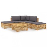 Set mobilier gradina cu perne, 6 piese, lemn masiv de tec