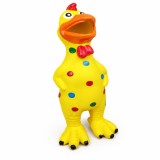 Jucărie Squeaky pentru C&acirc;ini, Rață din Latex cu Buline și Sunet, Galben
