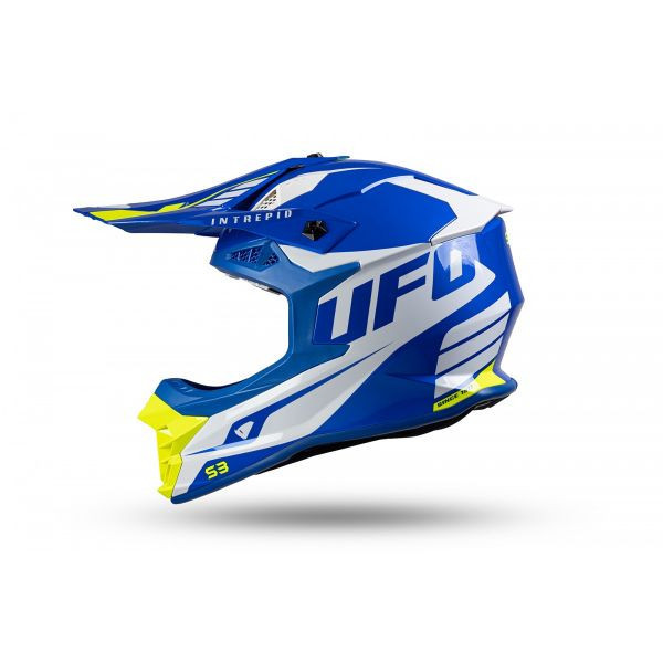 MBS Casca motocross/enduro Ufo Intrepid, alb/albastru/galben neon, marimea S, Cod Produs: HE157S