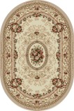 Cumpara ieftin Covor Oval Model Lotos 568-100, Marime 60 x 110 cm, Crem, Inaltime Fir 8 mm, Antialergic, Polipropilena, Living, Dormitor, Sufragerie, Birou