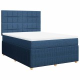 Cumpara ieftin Pat continental cu saltea, albastru, 140x200cm, material textil