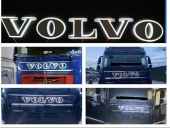 Sigla capota cromata VOLVO iluminata LED alb foto