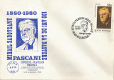 Rom&acirc;nia, Mihail Sadoveanu, 100 de ani de la naştere, plic, Paşcani, 1980