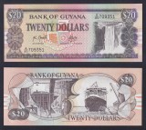 GUYANA █ bancnota █ 20 Dollars █ 1989 █ P-27 (2) █ semnatura 9 █ UNC █ necirculata