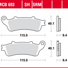 Set placute frana fata TRW MCB693 - Honda FES 125-150 Pantheon - FES 250 Foresight - FJS 400-600 Silver Wing