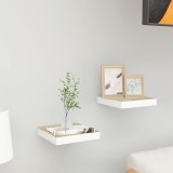 vidaXL Rafturi Perete Suspendate 2 buc Alb/Stejar 23x23.5x3.8cm MDF Fagure Maro