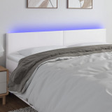VidaXL Tăblie de pat cu LED, alb, 180x5x78/88 cm, piele ecologică