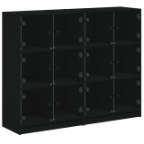 Biblioteca cu usi, negru, 136x37x109 cm, lemn compozit