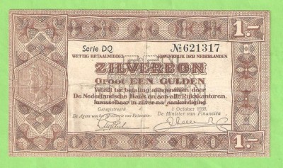 OLANDA 1 GULDEN SILVER / 1938. foto