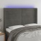 vidaXL Tăblie de pat cu LED, gri &icirc;nchis, 147x16x118/128 cm, catifea 3124237