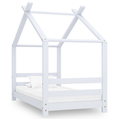 vidaXL Cadru pat de copii, alb, 70 x 140 cm, lemn masiv de pin foto