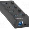 Hub USB 3.0 NATEC 4 porturi USB A negru cu alimentare externă și &icirc;ntrerupător