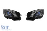 Kit de tuning faruri LED tip Facelift potrivit pentru Mercedes S-Class W222 2013-2017, bara de protectie din fata 2013-2017, baza neagra, stanga si dr