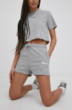 Cumpara ieftin Ellesse pantaloni scurți femei, culoarea gri, cu imprimeu, high waist SGM14190-GREYMA