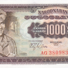 Bancnota Iugoslavia 1.000 Dinari 1963 - P75 UNC