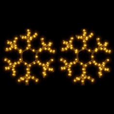 Figurina Fulg de Zapada de Craciun LED 2 buc. alb cald 38x37 cm